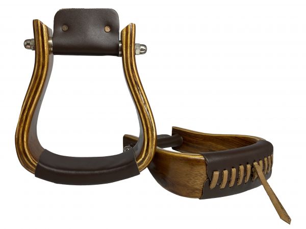 Showman Polished Mahogany wooden stirrups